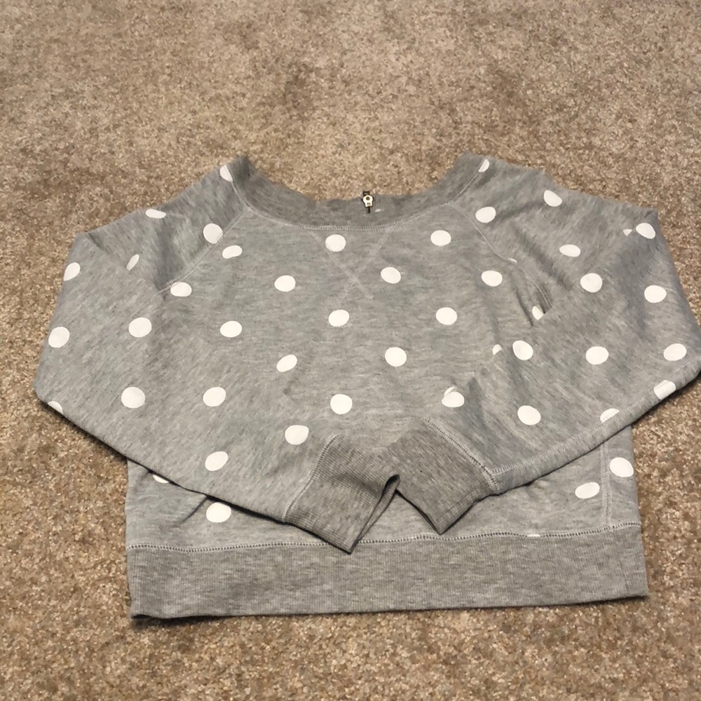 pullover polka dot sweater with zipper back